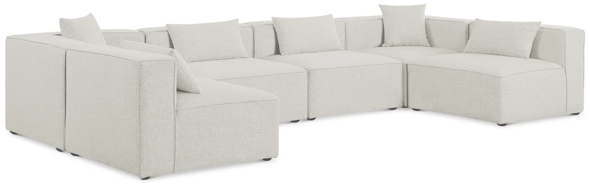 Cube - Linen 6 Piece Modular Armless Sectional - Cream