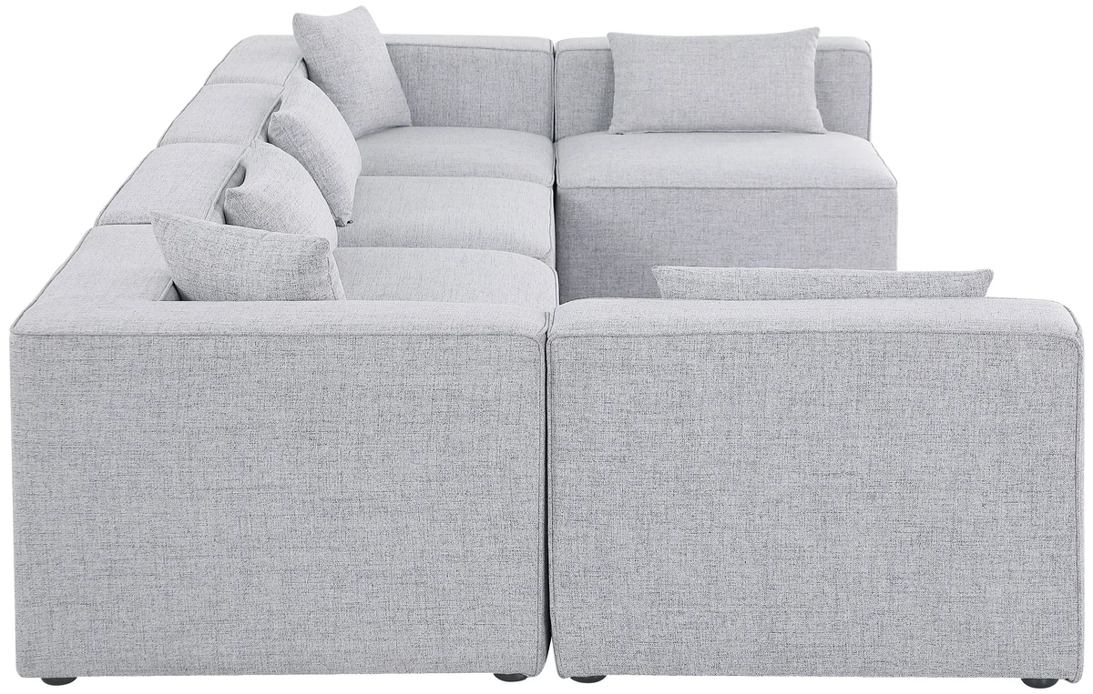 Cube - Linen 6 Piece Modular Armless Sectional - Gray