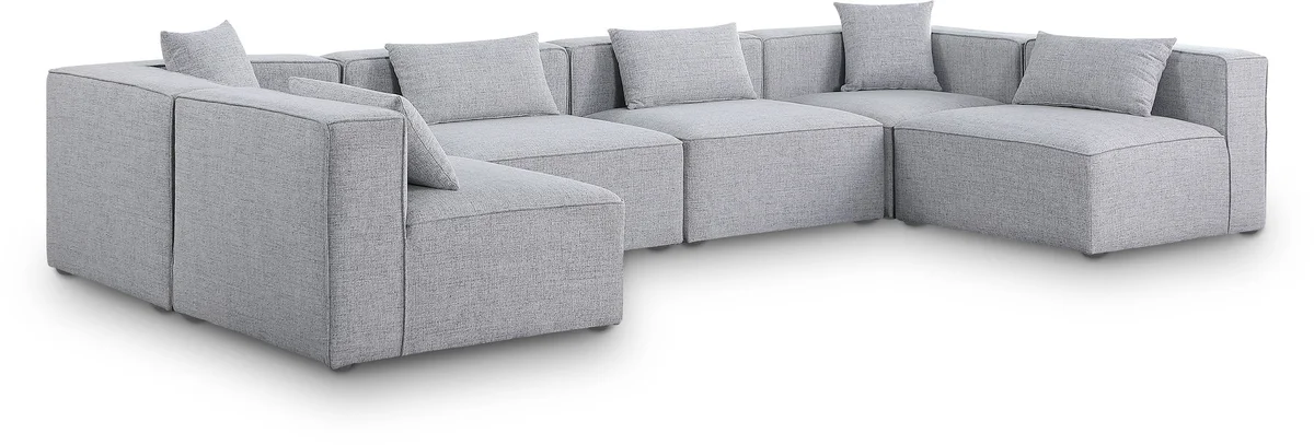 Cube - Linen 6 Piece Modular Armless Sectional - Gray