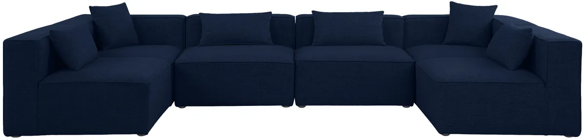 Cube - Linen 6 Piece Modular Armless Sectional - Navy