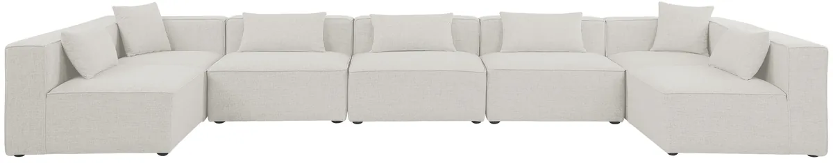 Cube - Linen 7 Piece Modular U-Shaped Sectional - Cream