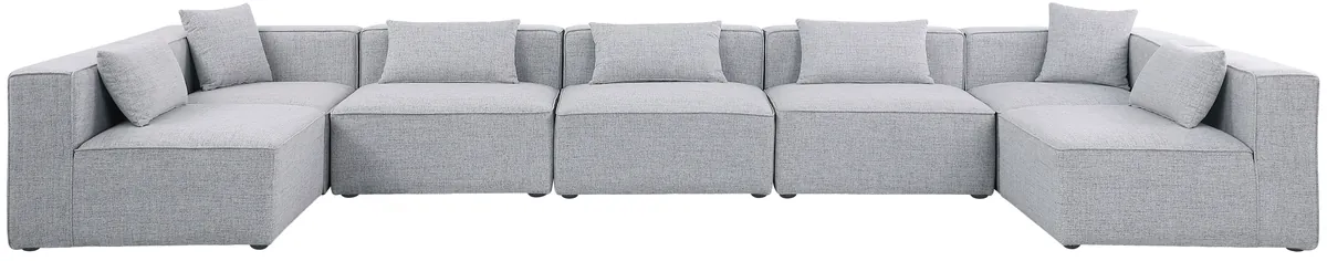 Cube - Linen 7 Piece Modular U-Shaped Sectional - Gray
