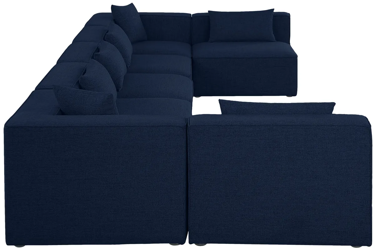 Cube - Linen 7 Piece Modular U-Shaped Sectional - Navy