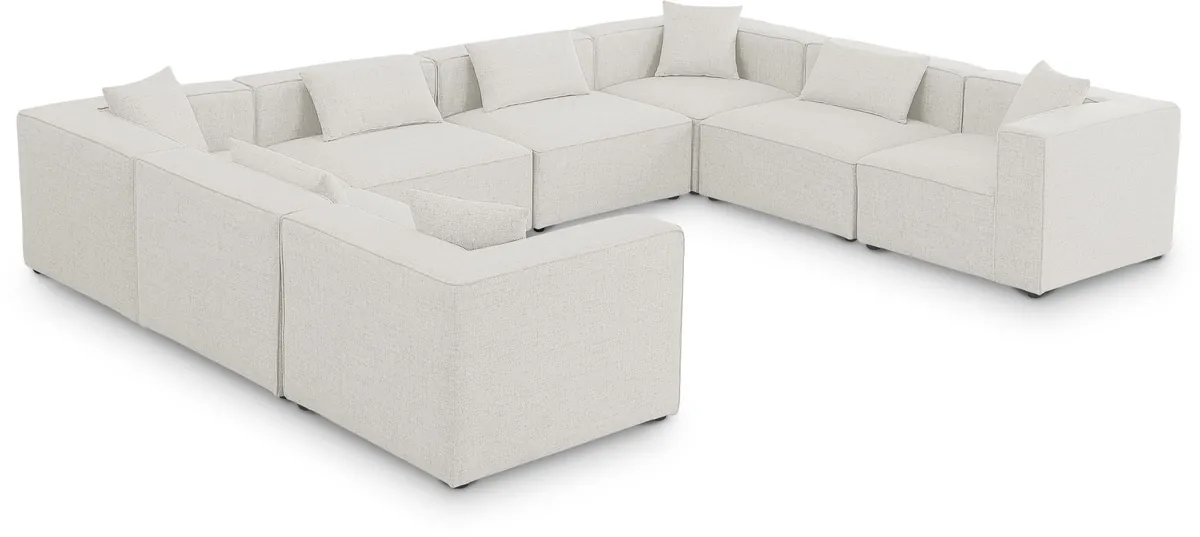 Cube - Linen 8 Piece Modular Sectional - Cream