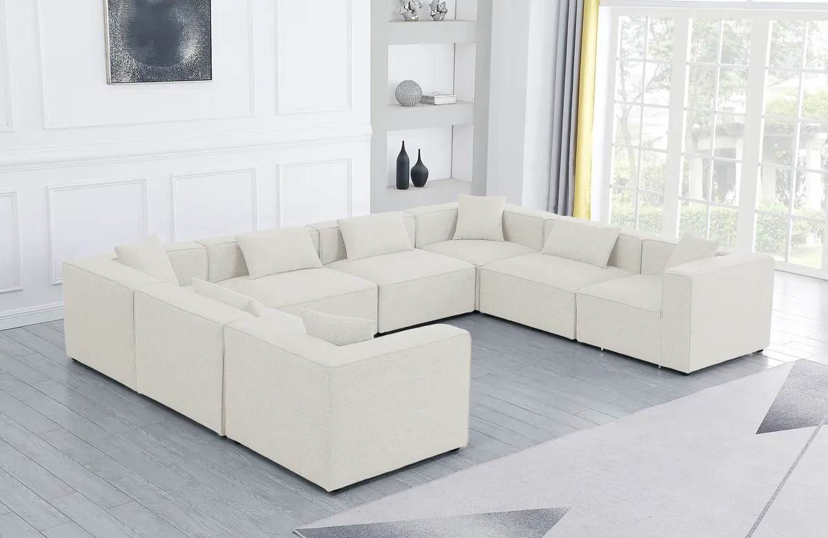 Cube - Linen 8 Piece Modular Sectional - Cream - View 2