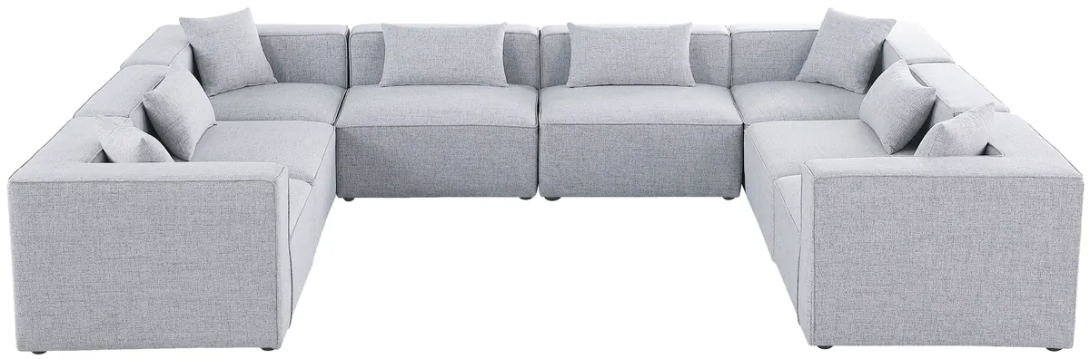 Cube - Linen 8 Piece Modular Sectional - Gray