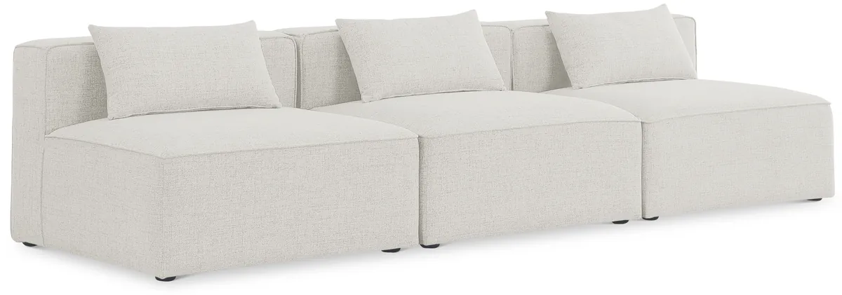 Cube - Linen Modular 3 Seat Armless Sofa - Cream