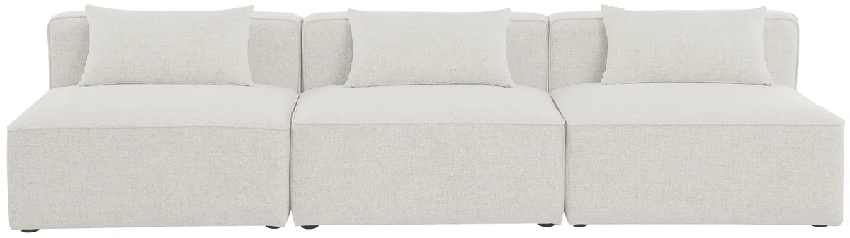 Cube - Linen Modular 3 Seat Armless Sofa - Cream