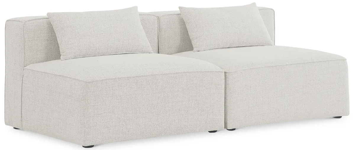 Cube - Linen Modular 2 Seat Armless Sofa - Cream