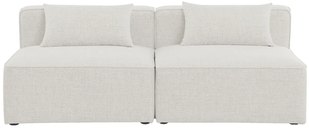 Cube - Linen Modular 2 Seat Armless Sofa - Cream