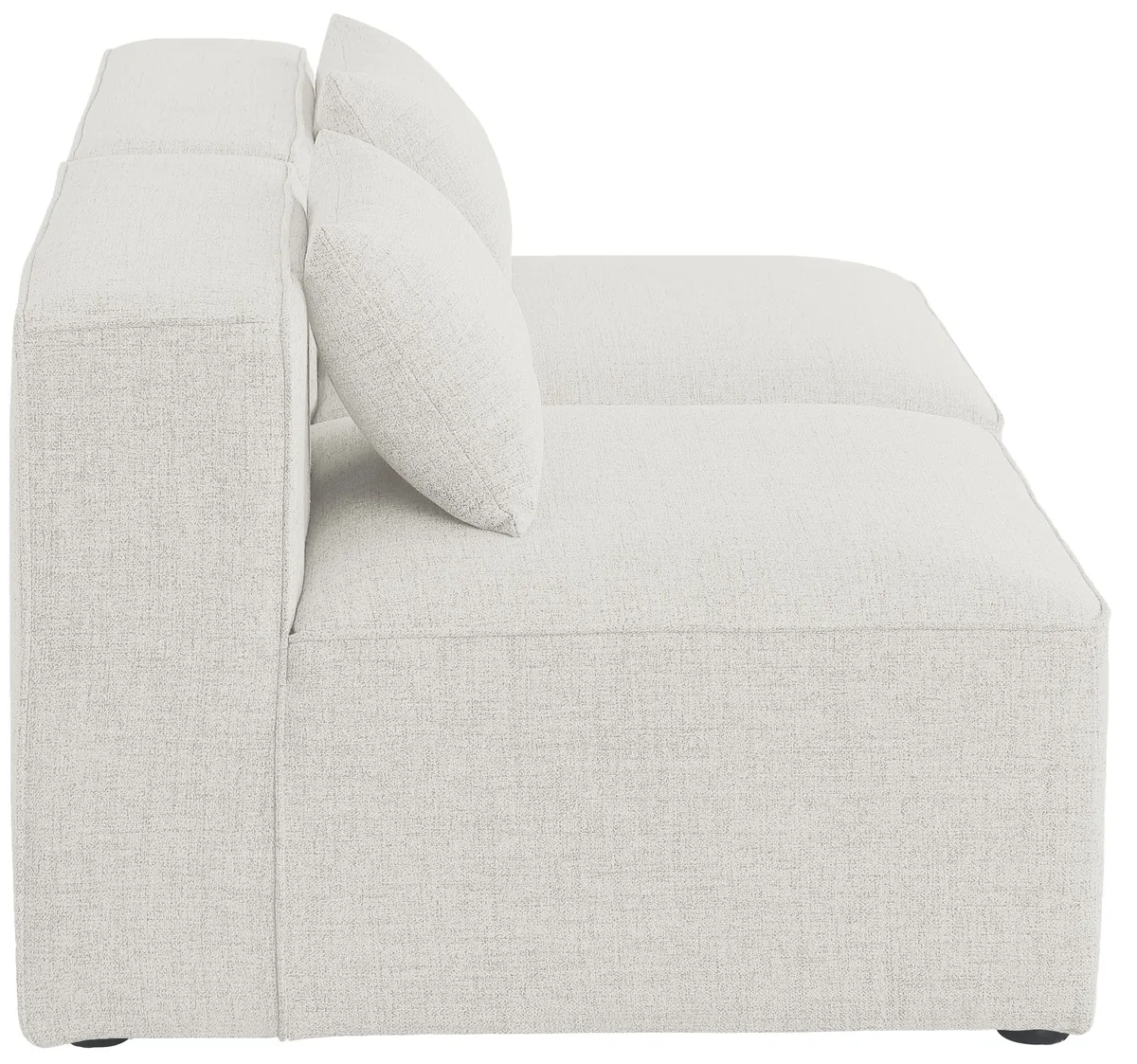Cube - Linen Modular 2 Seat Armless Sofa - Cream