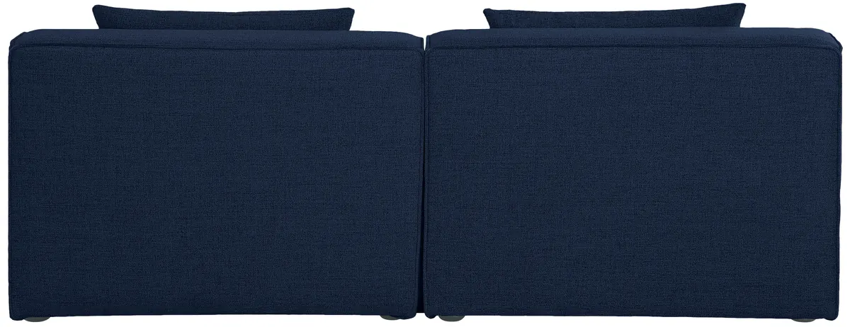 Cube - Linen Modular 2 Seat Armless Sofa - Navy