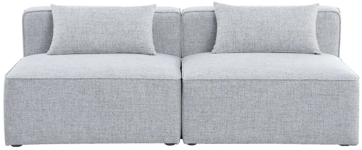 Cube - Linen Modular 2 Seat Armless Sofa - Gray