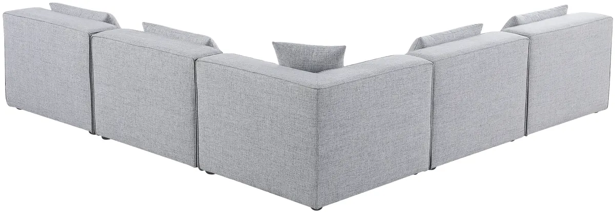 Cube - Linen 5 Piece Modular Corner Armless Sectional - Gray