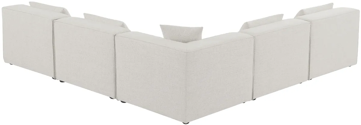 Cube - Linen 5 Piece Modular Corner Armless Sectional - Cream