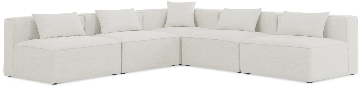 Cube - Linen 5 Piece Modular Corner Armless Sectional - Cream