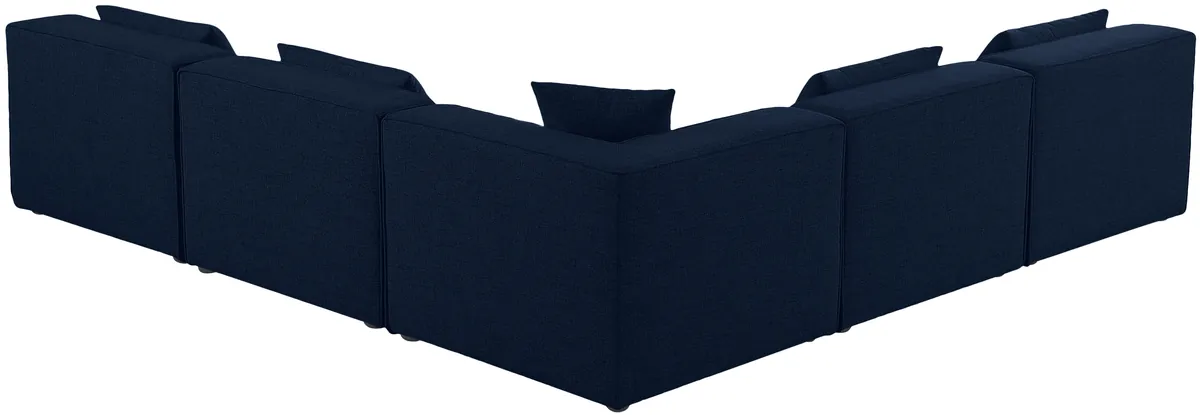 Cube - Linen 5 Piece Modular Corner Armless Sectional - Navy