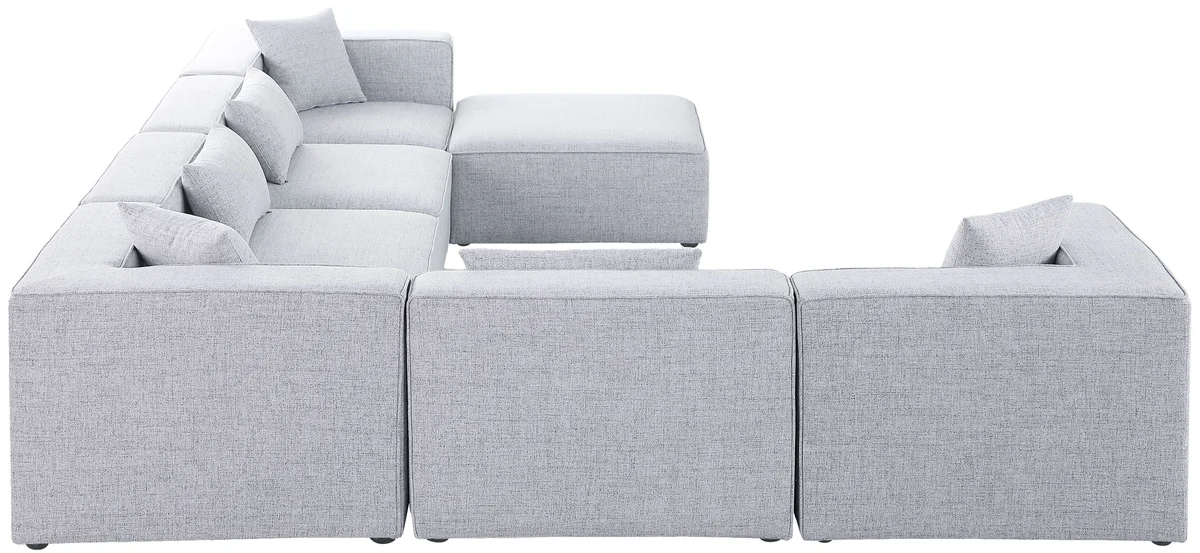 Cube - Linen 7 Piece Modular Sectional - Gray
