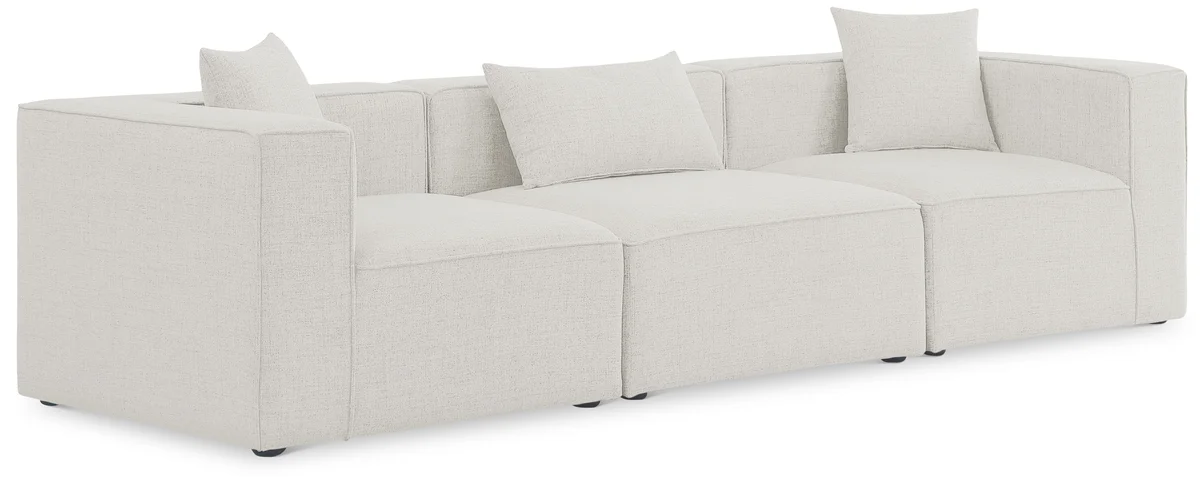 Cube - Linen Modular 3 Seat Sofa - Cream