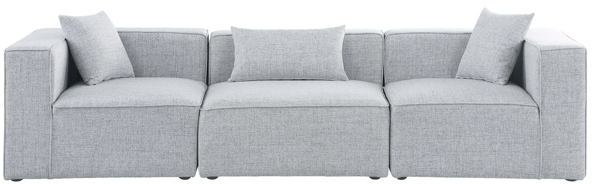 Cube - Linen Modular 3 Seat Sofa - Gray
