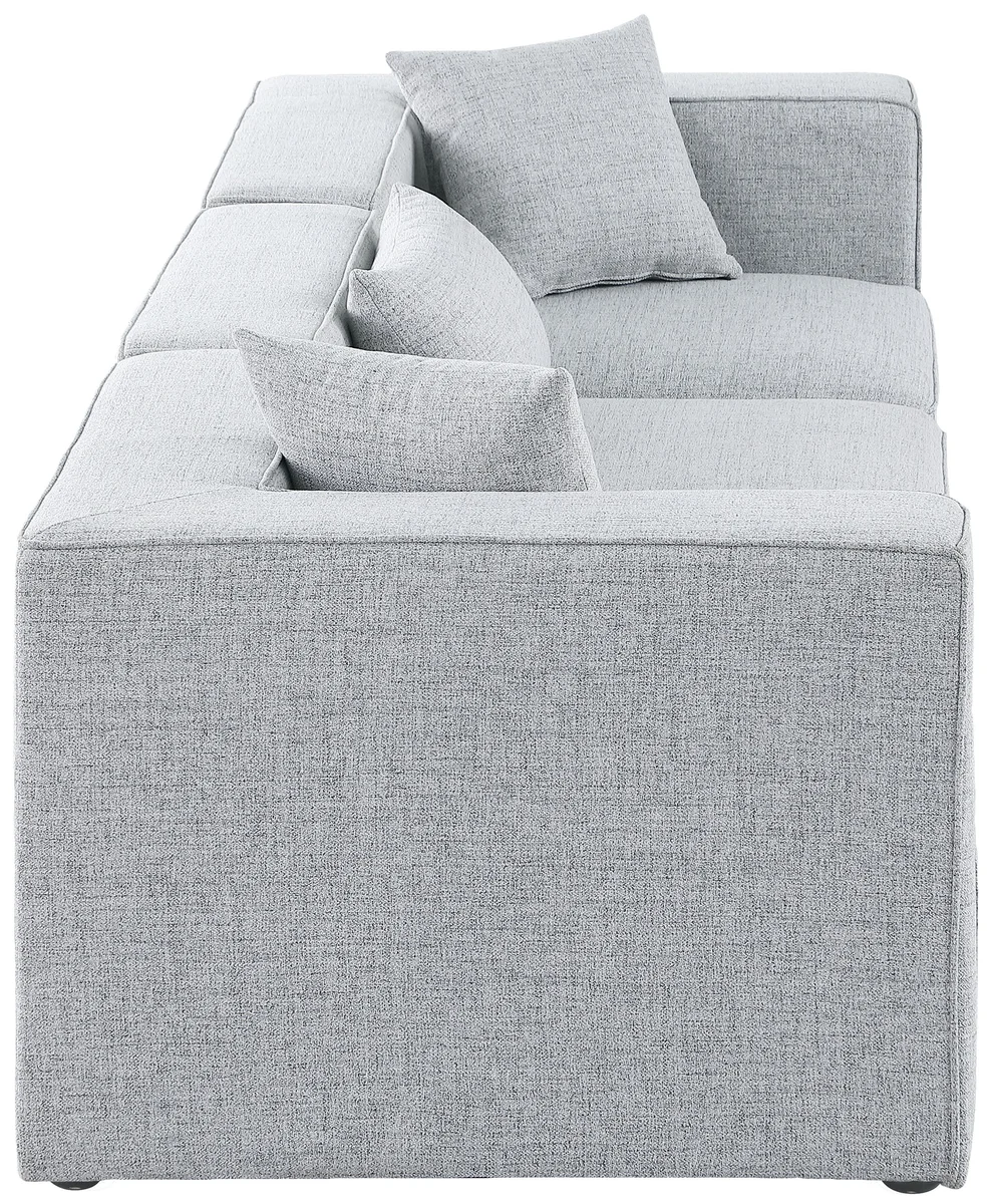 Cube - Linen Modular 3 Seat Sofa - Gray