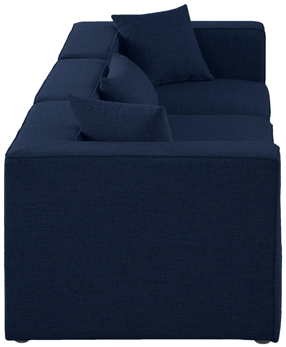 Cube - Linen Modular 3 Seat Sofa - Navy