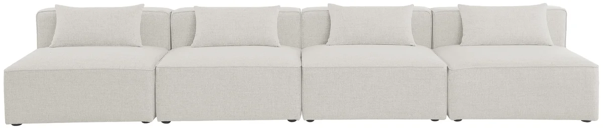 Cube - Linen Modular 4 Seat Armless Sofa - Cream