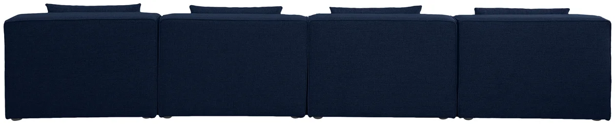 Cube - Linen Modular 4 Seat Armless Sofa - Navy
