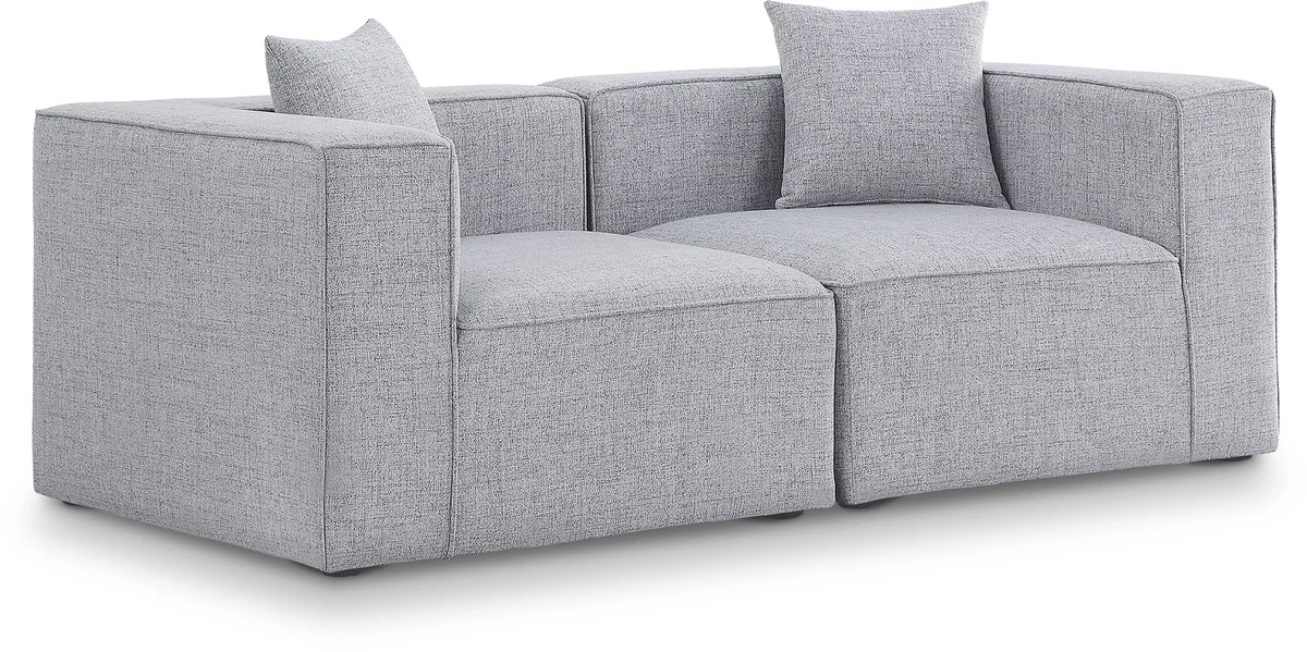 Cube - Linen Modular 2 Seat Sofa - Gray