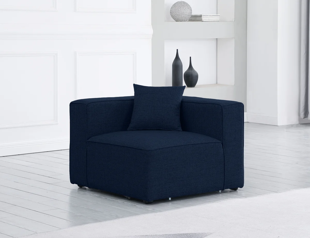 Cube - Linen Corner Chair - Navy - View 2