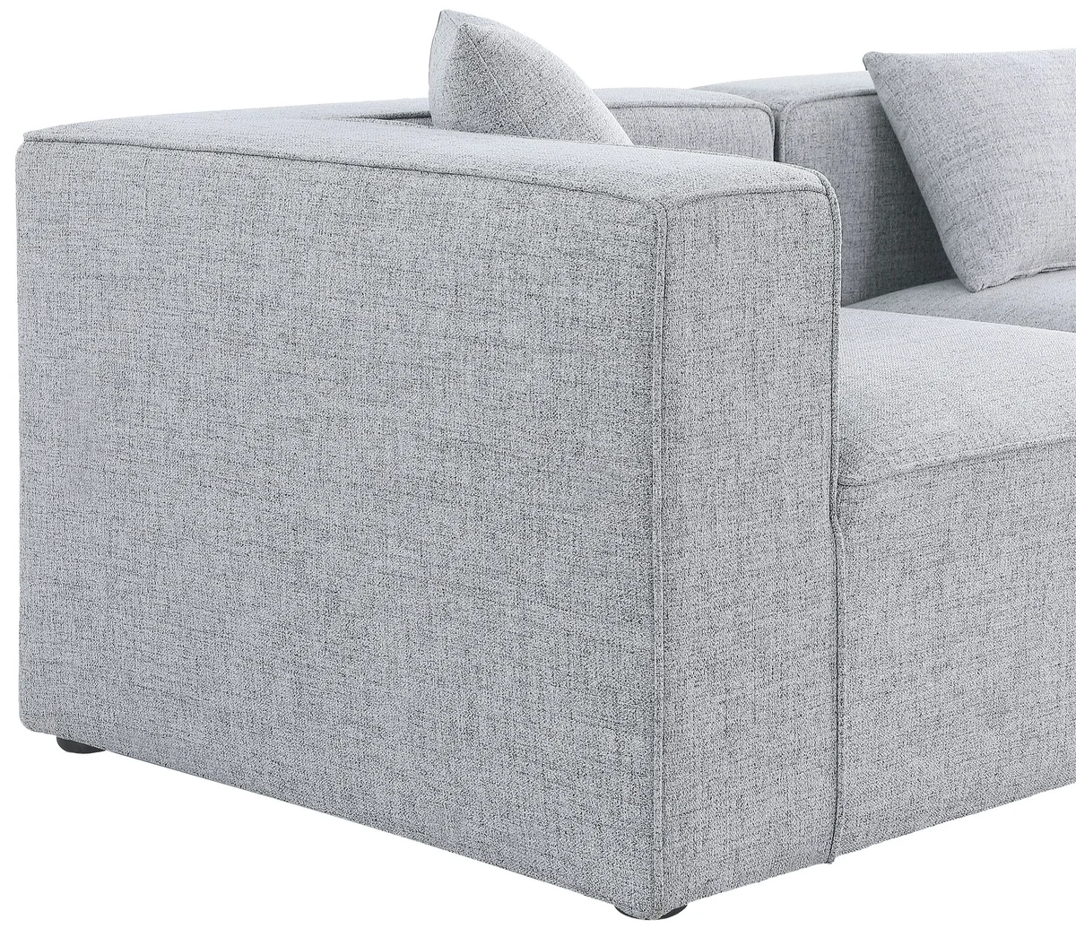 Cube - Linen 5 Piece Modular Sectional With Chaise - Gray