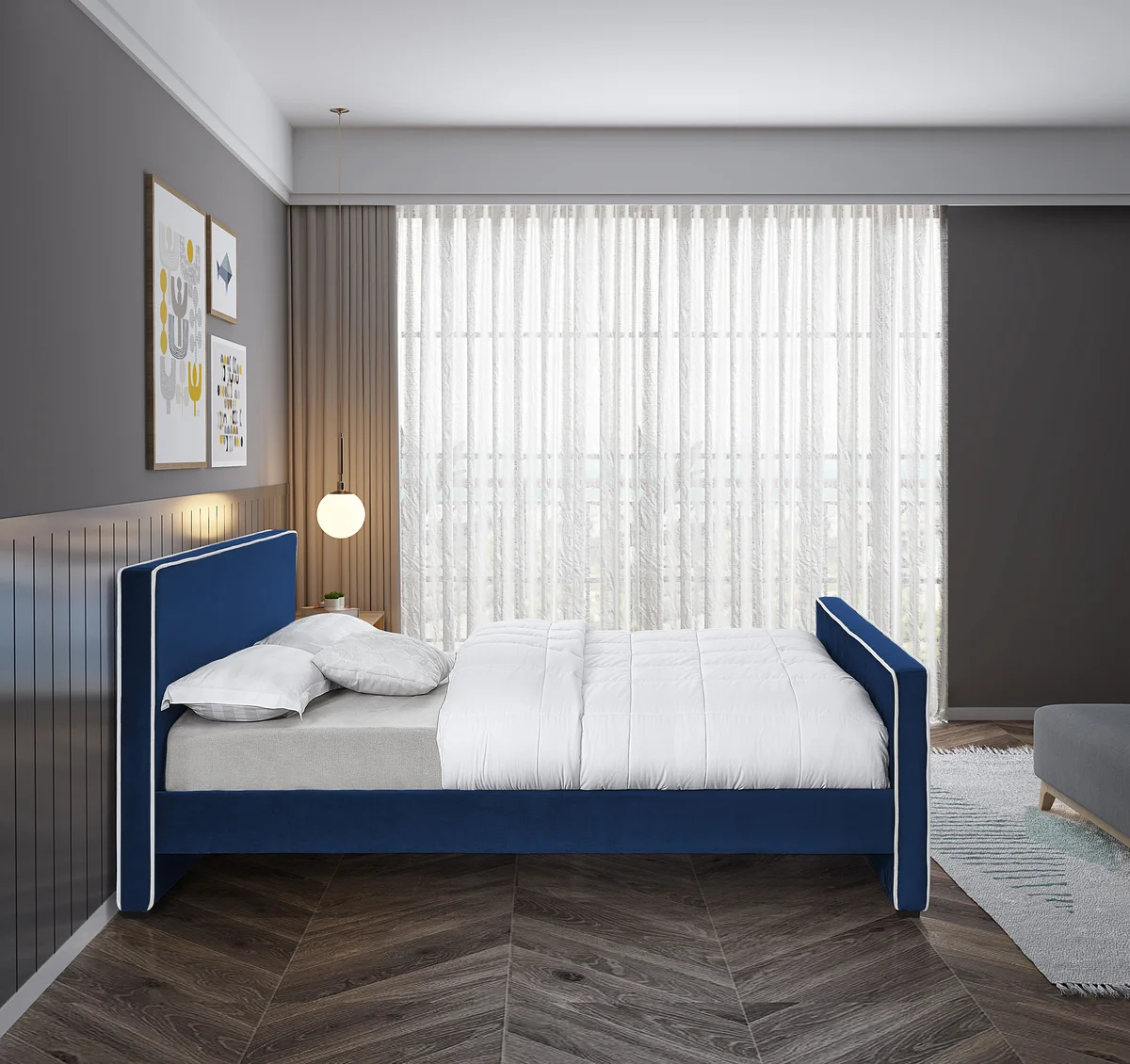 Dillard - King Bed - Navy