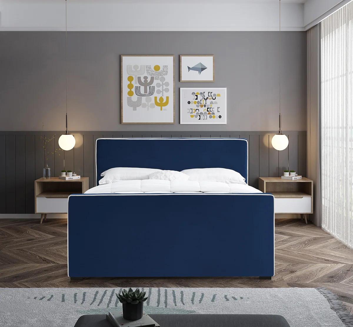 Dillard - King Bed - Navy