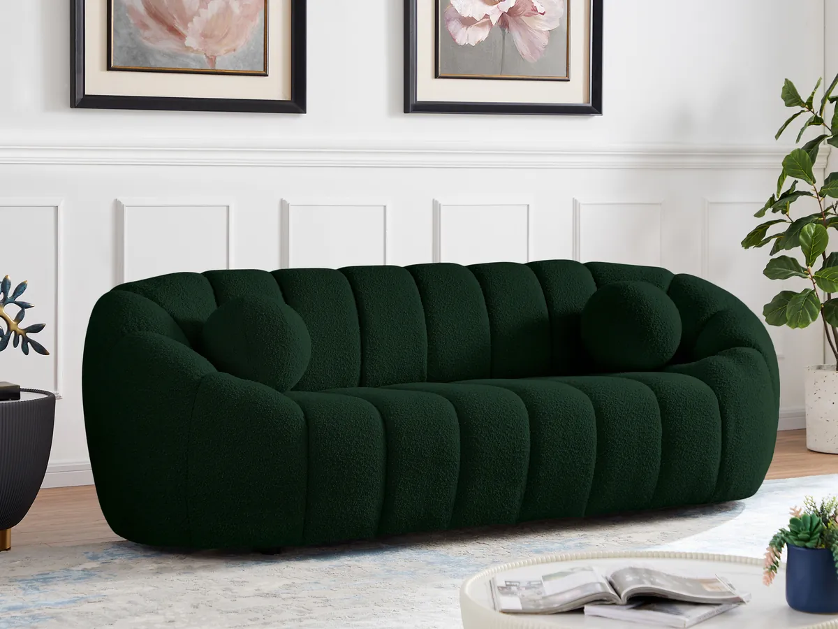 Elijah - Boucle Sofa - Green - View 2