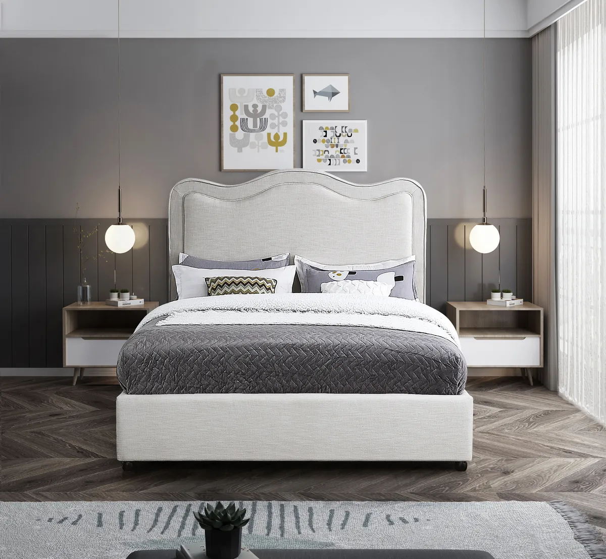 Felix - Queen Bed - Cream