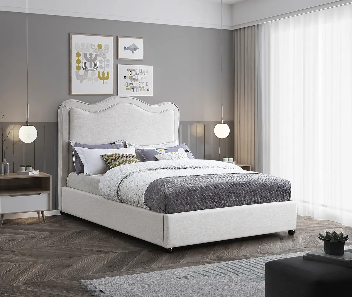 Felix - Queen Bed - Cream - View 2