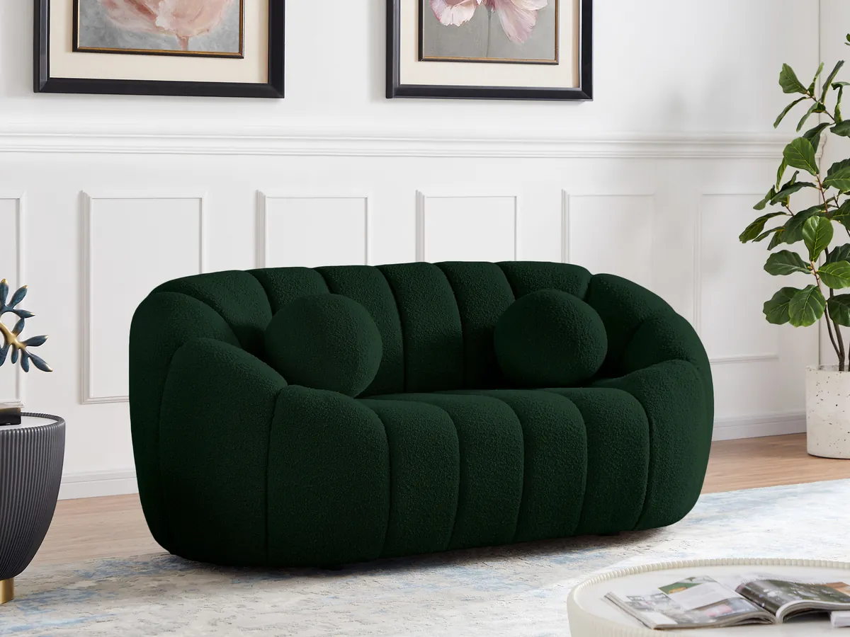 Elijah - Boucle Loveseat - Green - View 2
