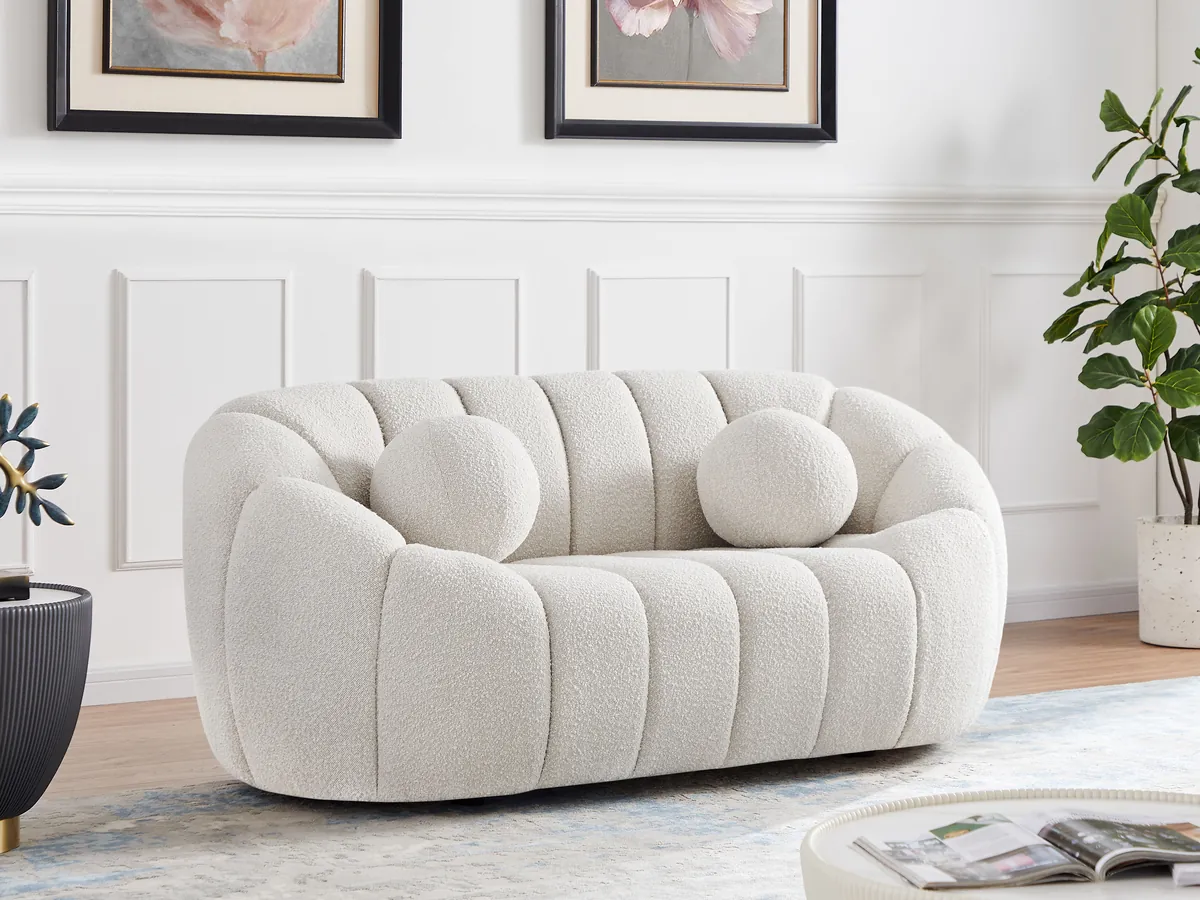 Elijah - Boucle Loveseat - Cream - View 2