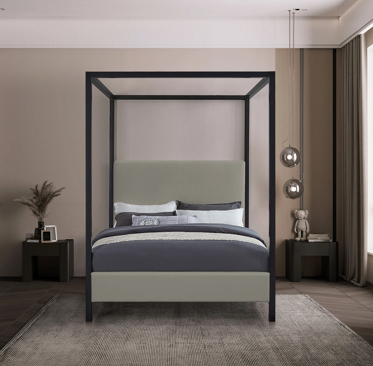 James - King Bed - Gray