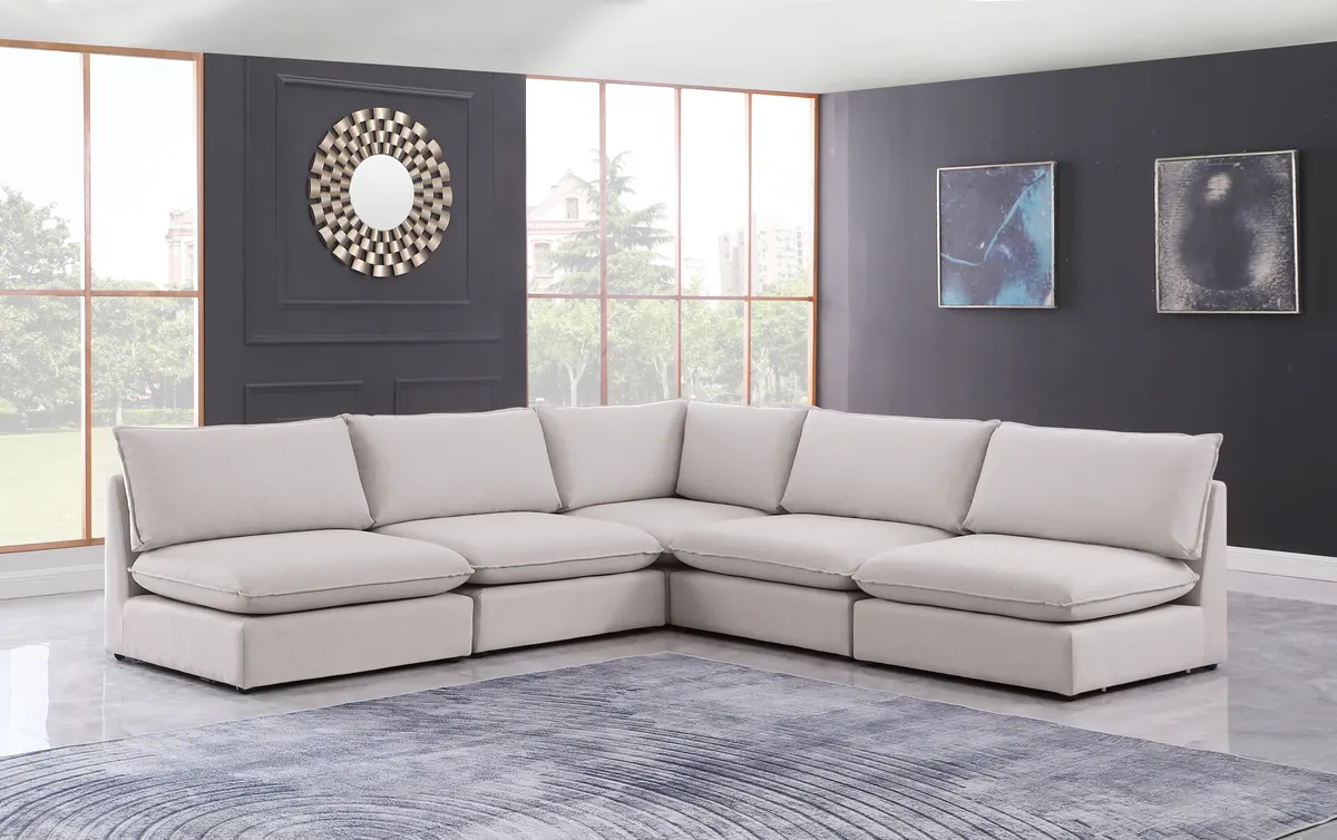 Mackenzie - 5 Piece Modular Corner Armless Sectional - Beige - View 2