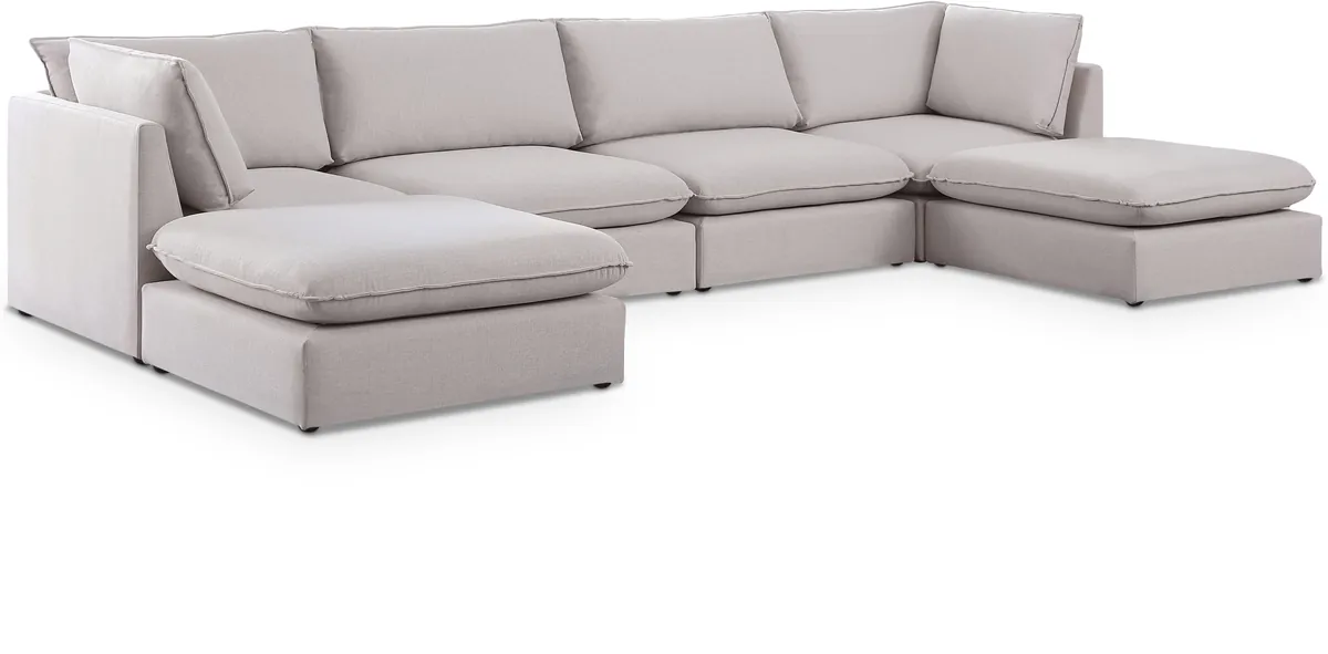 Mackenzie - 6 Piece Modular Double Chaise Sectional - Beige
