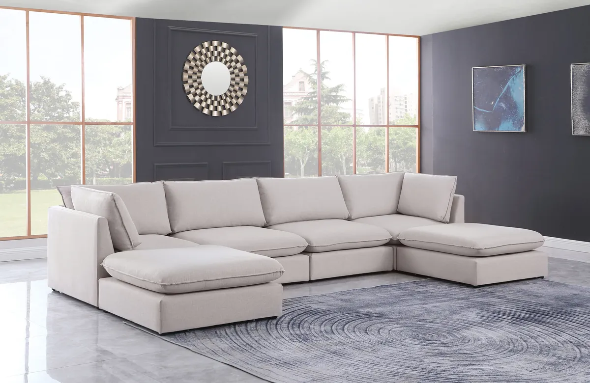 Mackenzie - 6 Piece Modular Double Chaise Sectional - Beige - View 2