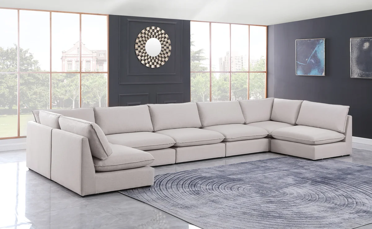 Mackenzie - 7 Piece Modular U-Shaped Sectional - Beige - View 2