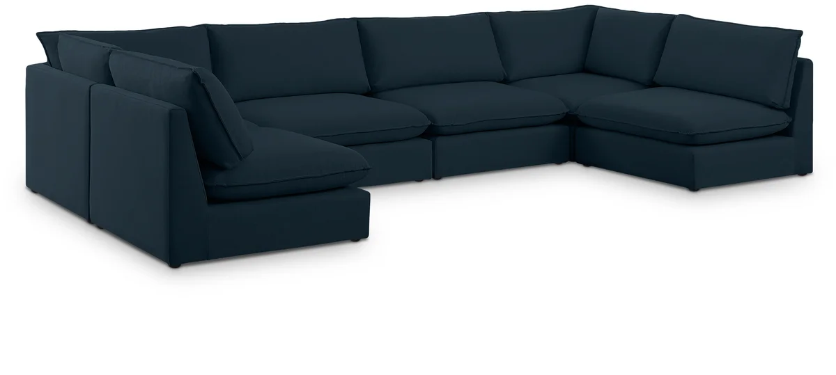 Mackenzie - 6 Piece Modular U-Shaped Sectional - Navy