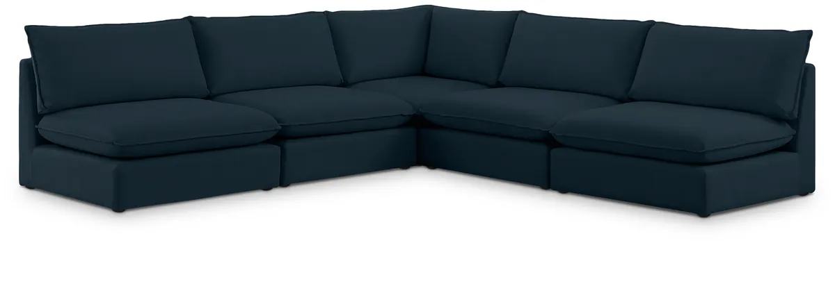 Mackenzie - 5 Piece Modular Corner Armless Sectional - Navy