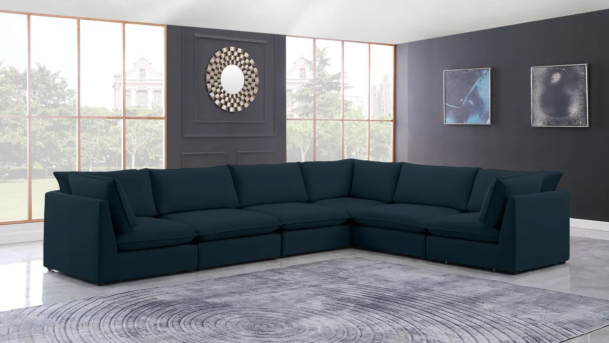 Mackenzie - 6 Piece Modular Corner Sectional - Navy - View 2