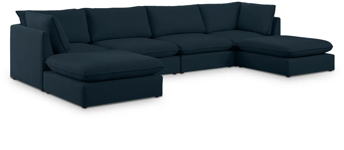 Mackenzie - 6 Piece Modular Double Chaise Sectional - Navy