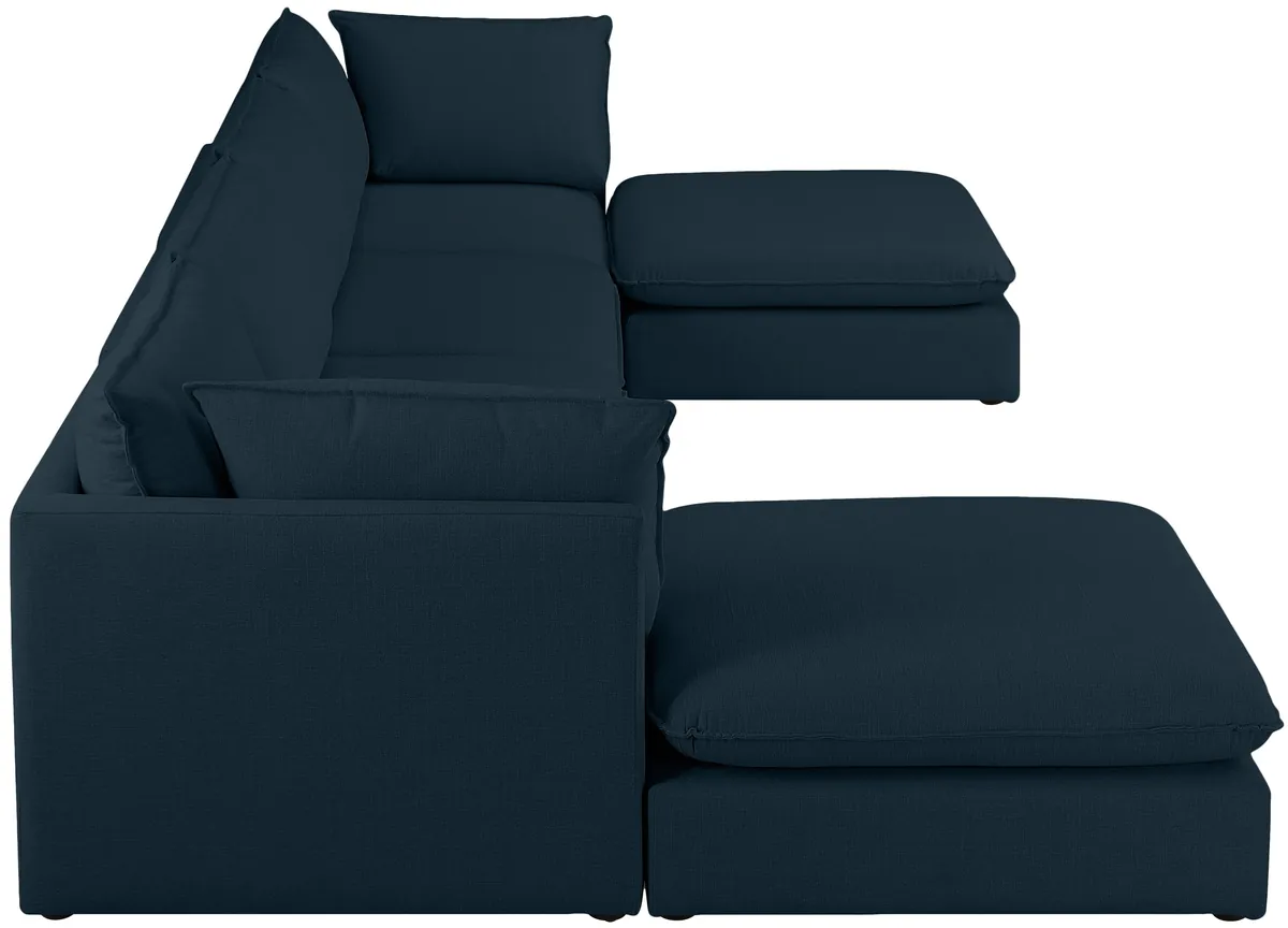 Mackenzie - 6 Piece Modular Double Chaise Sectional - Navy