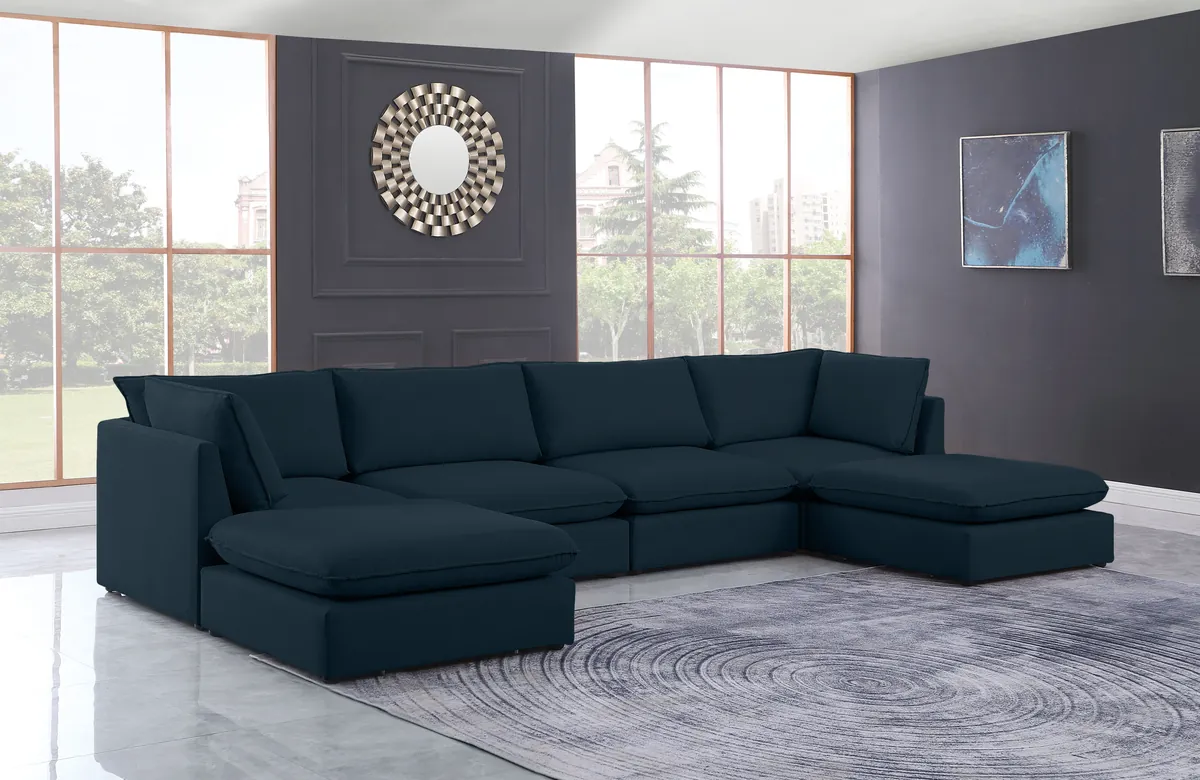 Mackenzie - 6 Piece Modular Double Chaise Sectional - Navy - View 2