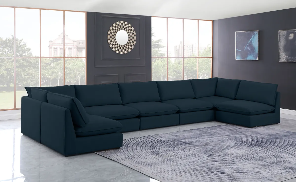Mackenzie - 7 Piece Modular U-Shaped Sectional - Navy - View 2
